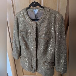 Chico's Gold Sequin Tweed Women's Jacket